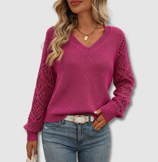 Aspina | Women's Breathable V-Neck Cozy Sweater