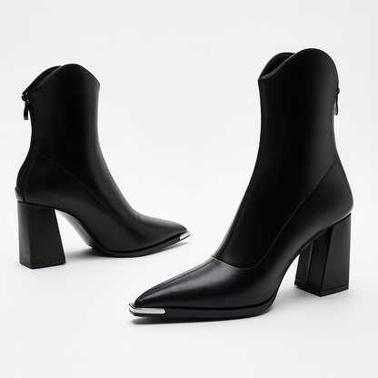 Angela | Women's-Spring-Ankle Boots with spitzer Kappe and Heel