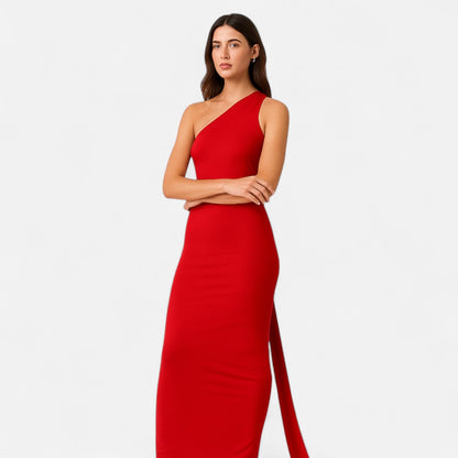 Lara | Women's Maxi Dress with One-Shoulder-Halter Neck