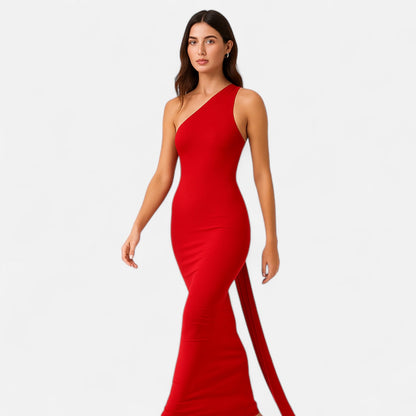 Lara | Women's Maxi Dress with One-Shoulder-Halter Neck