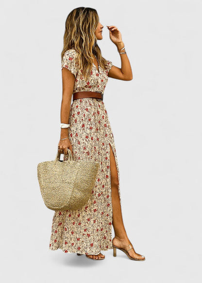 Anke | Women's Casual Boho-Maxi Dress with V-Neck