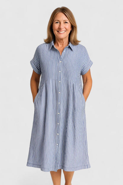 Maja | Women's Relaxed Striped Shirt-Midi Dress