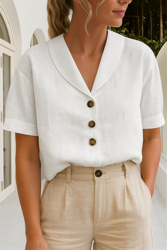 Celestine | Elegant wrap-neck blouse with timeless all-day style
