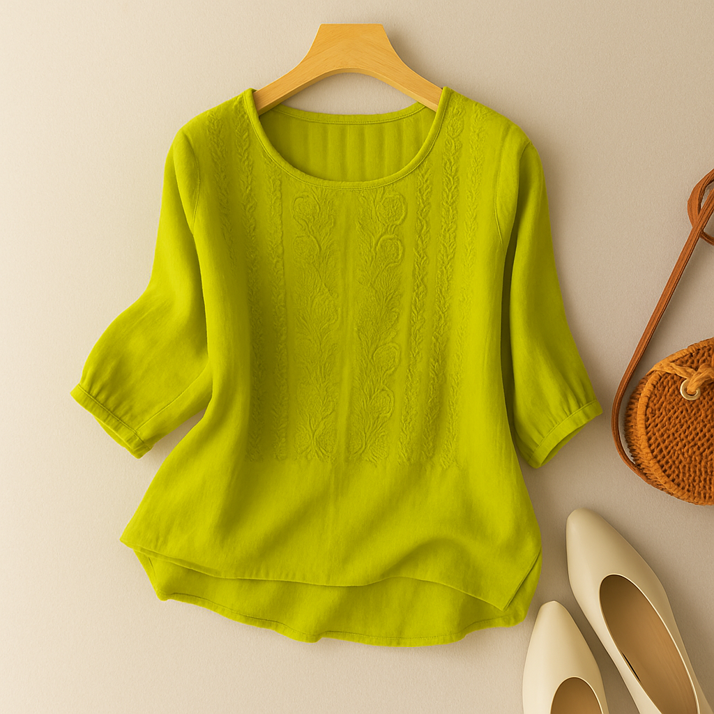 Camille | Floral relaxed blouse with artisan embroidery and easy comfort