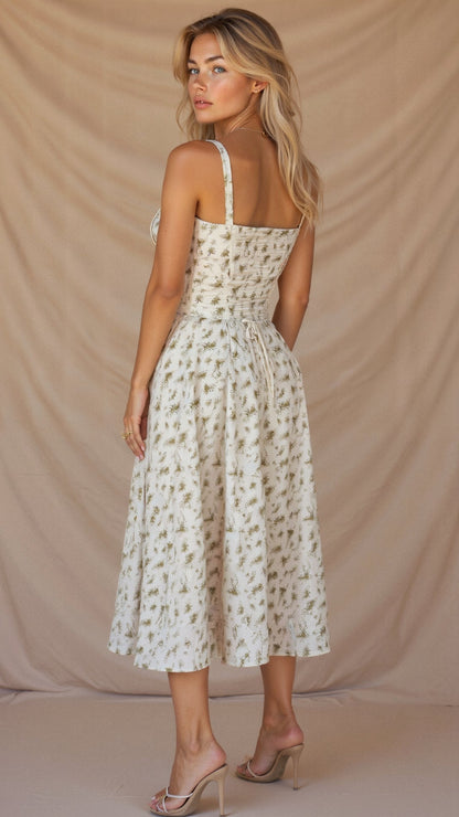 Lydia | Women's Korsett-Midi Dress with Flowing Skirt