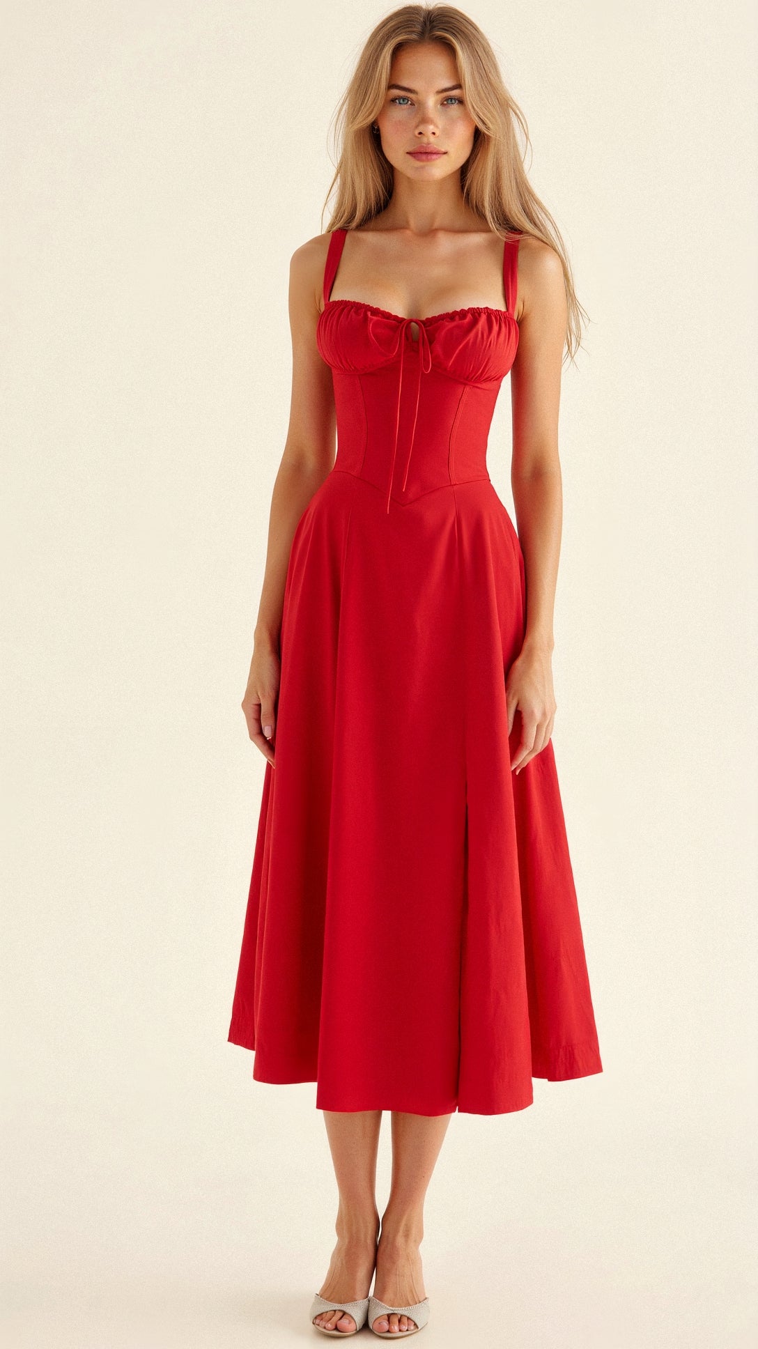 Lydia | Women's Korsett-Midi Dress with Flowing Skirt