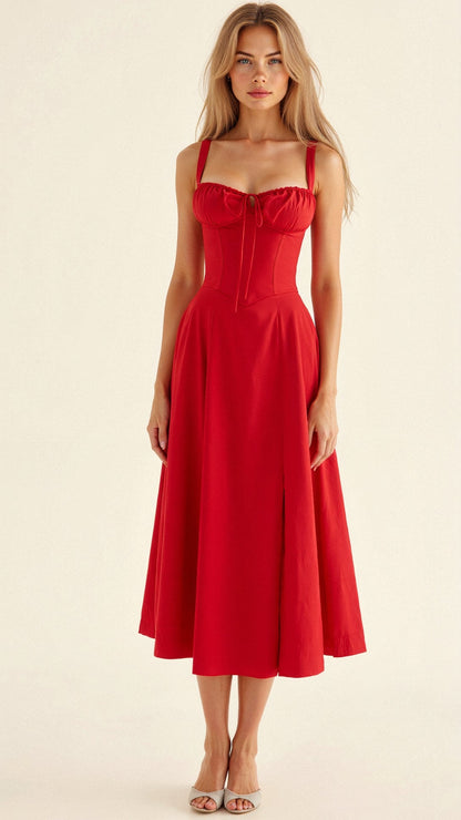 Lydia | Women's Korsett-Midi Dress with Flowing Skirt