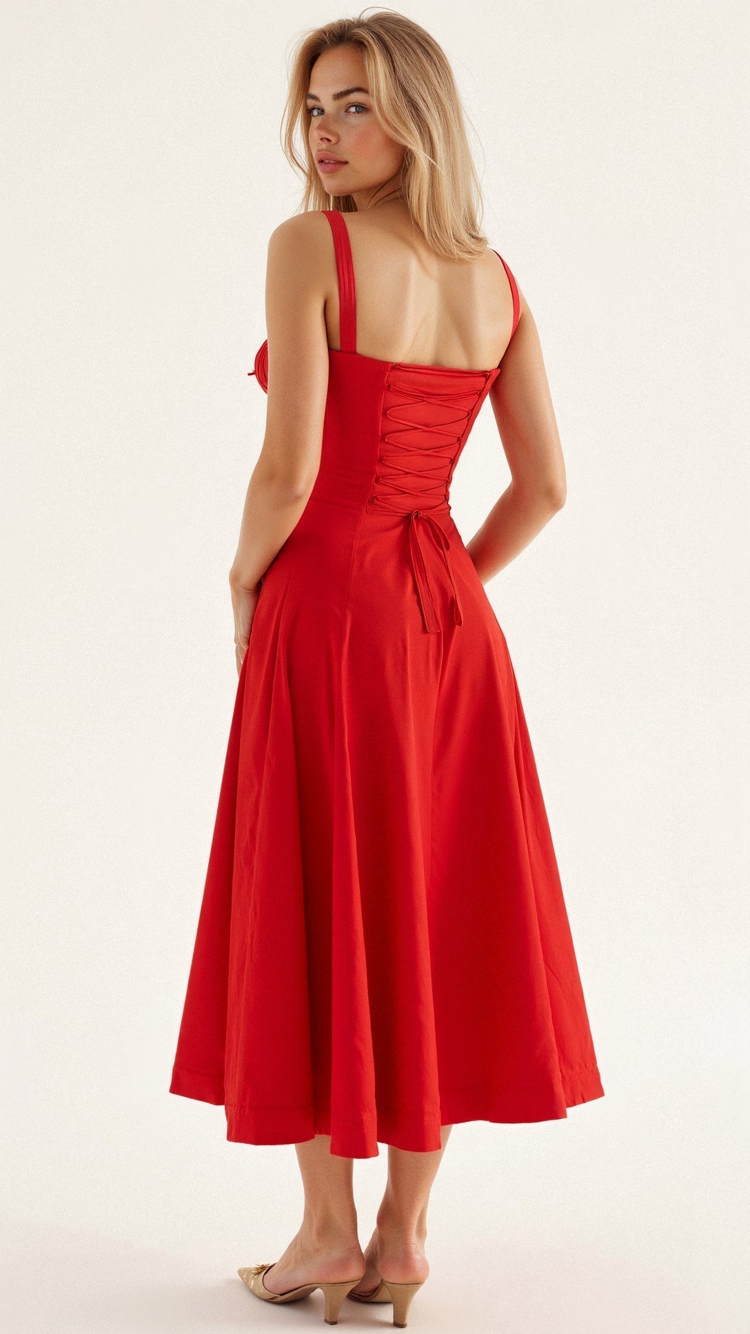 Lydia | Women's Korsett-Midi Dress with Flowing Skirt