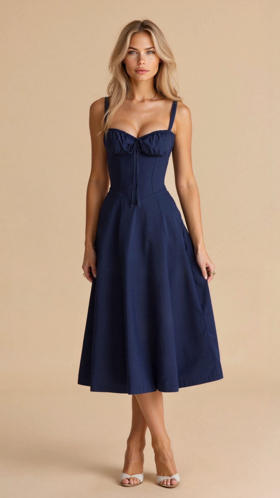 Lydia | Women's Korsett-Midi Dress with Flowing Skirt