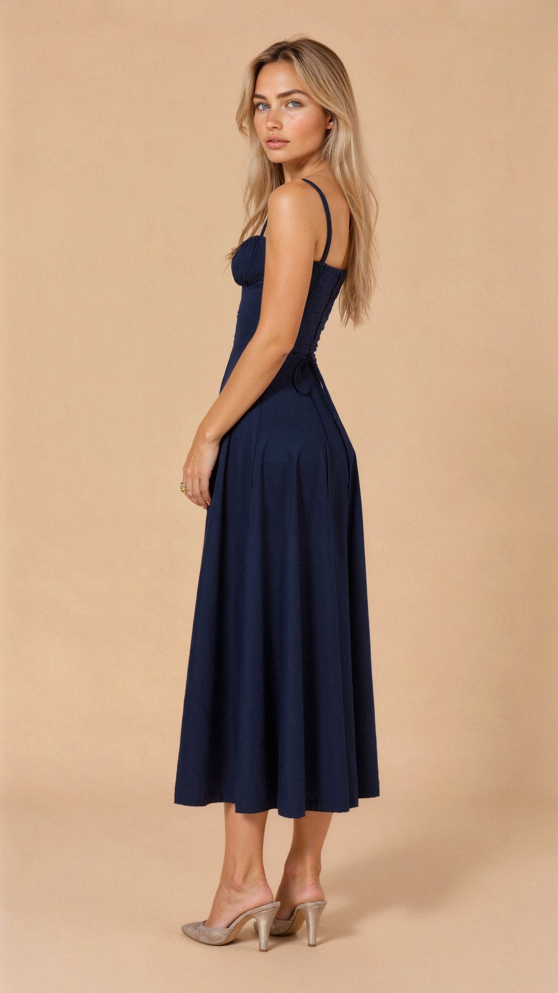 Lydia | Women's Korsett-Midi Dress with Flowing Skirt