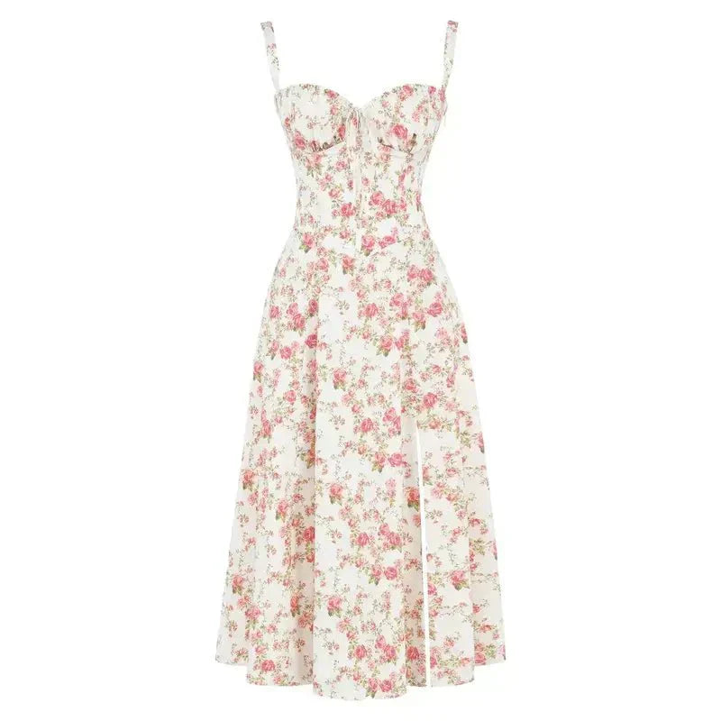 Lydia | Women's Korsett-Midi Dress with Flowing Skirt