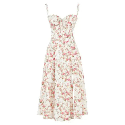Lydia | Women's Korsett-Midi Dress with Flowing Skirt
