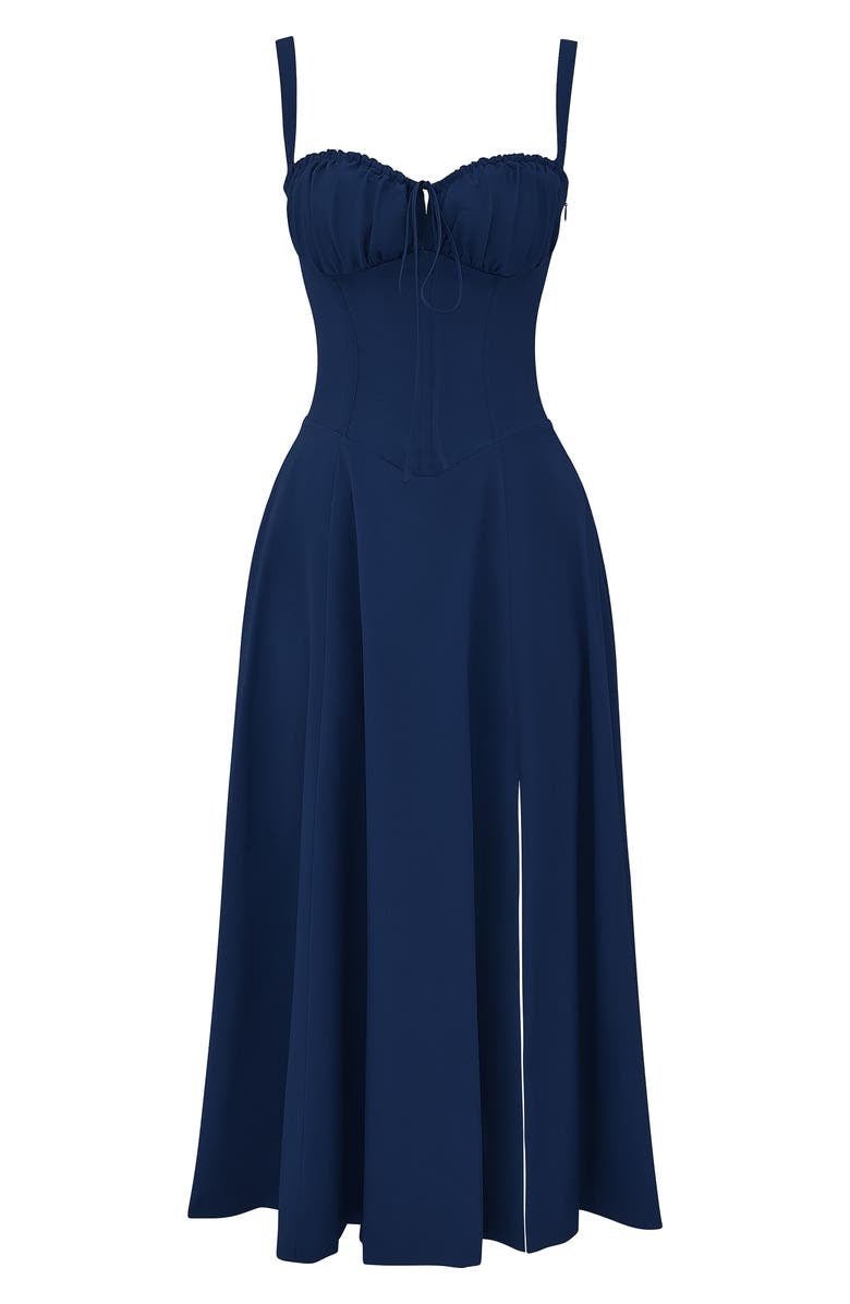 Lydia | Women's Korsett-Midi Dress with Flowing Skirt