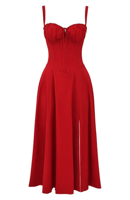 Lydia | Women's Korsett-Midi Dress with Flowing Skirt