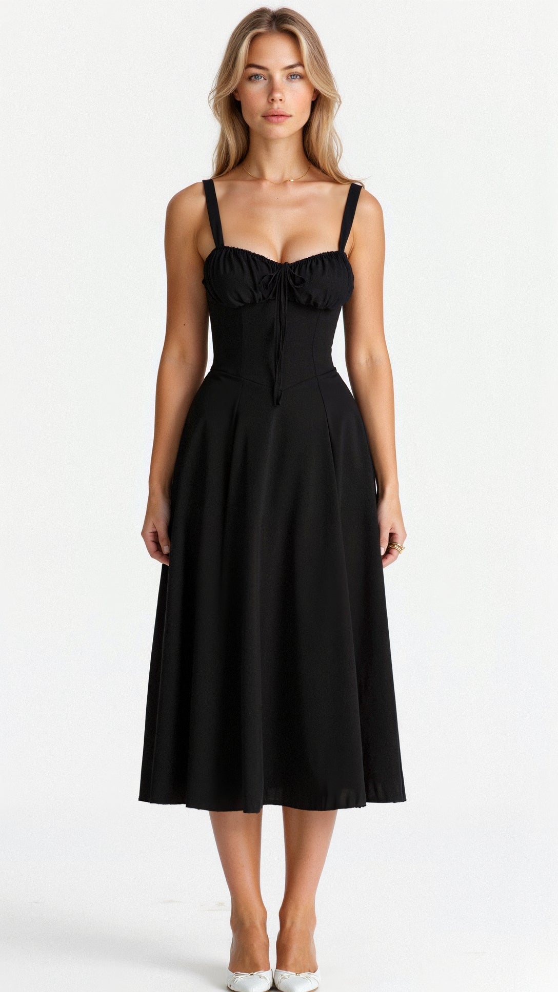 Lydia | Women's Korsett-Midi Dress with Flowing Skirt