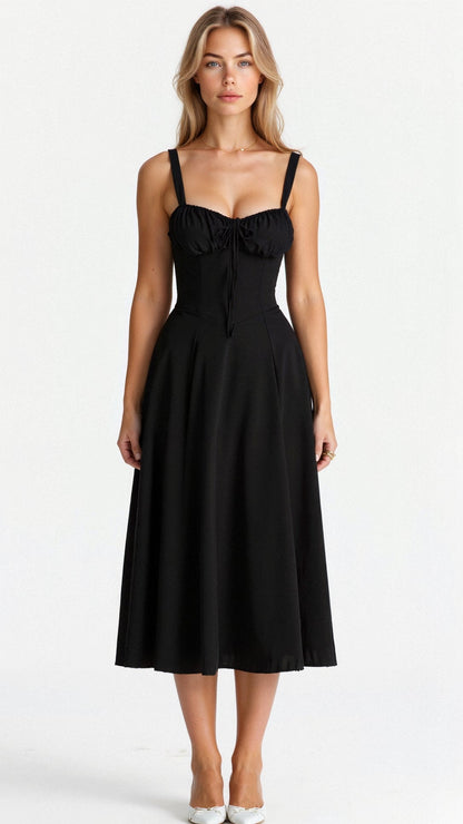 Lydia | Women's Korsett-Midi Dress with Flowing Skirt