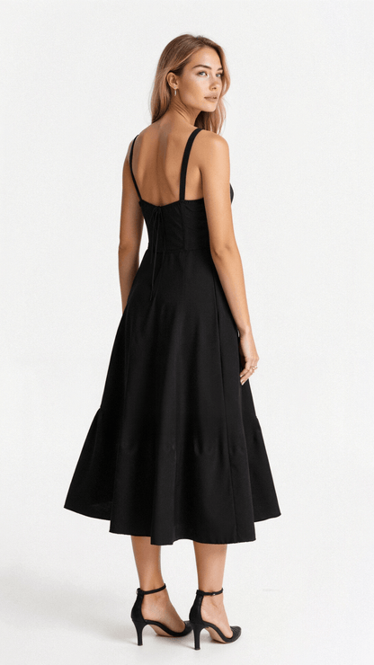 Lydia | Women's Korsett-Midi Dress with Flowing Skirt