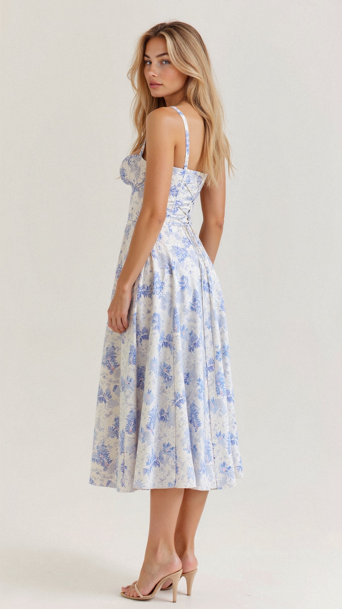 Lydia | Women's Korsett-Midi Dress with Flowing Skirt