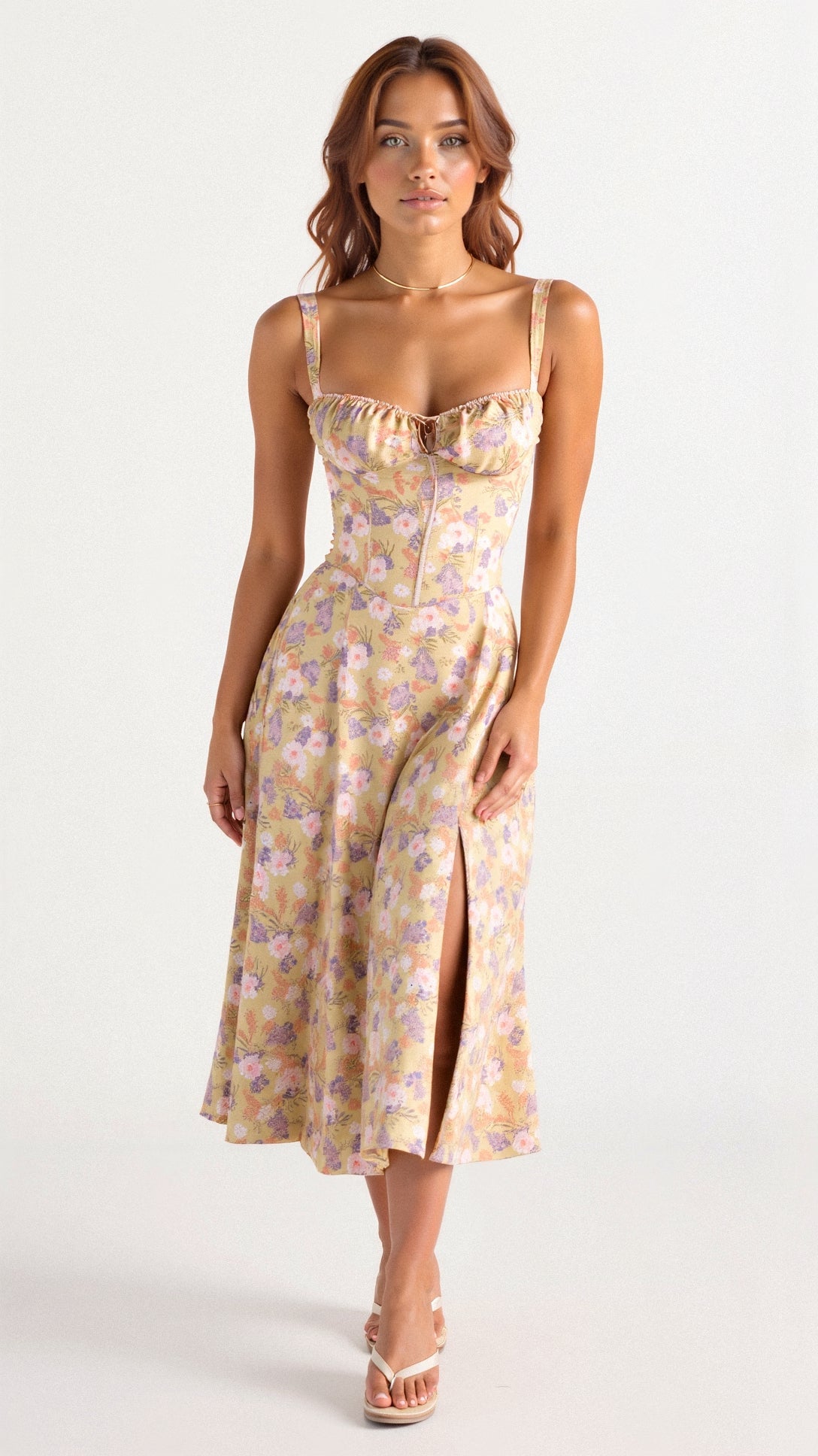 Lydia | Women's Korsett-Midi Dress with Flowing Skirt