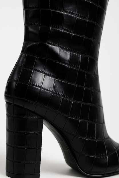 Franziska | Women's Boots with Kroko-Pattern and quadratischem Heel
