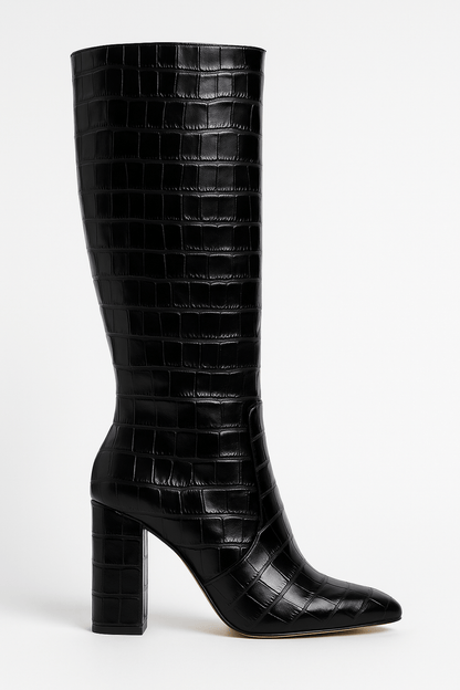 Franziska | Women's Boots with Kroko-Pattern and quadratischem Heel