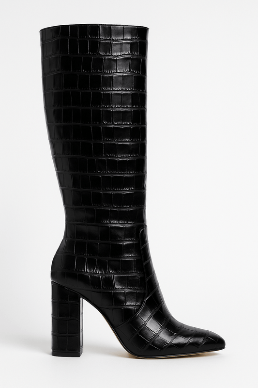 Franziska | Women's Boots with Kroko-Pattern and quadratischem Heel