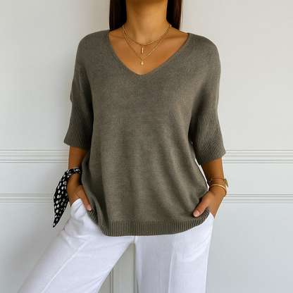 Frankie | Women's Breathable V-Neck Relaxed Summer Sweater
