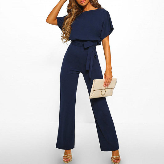 Viola | Women's Casual Shorts Sleeve-Jumpsuit with Belt