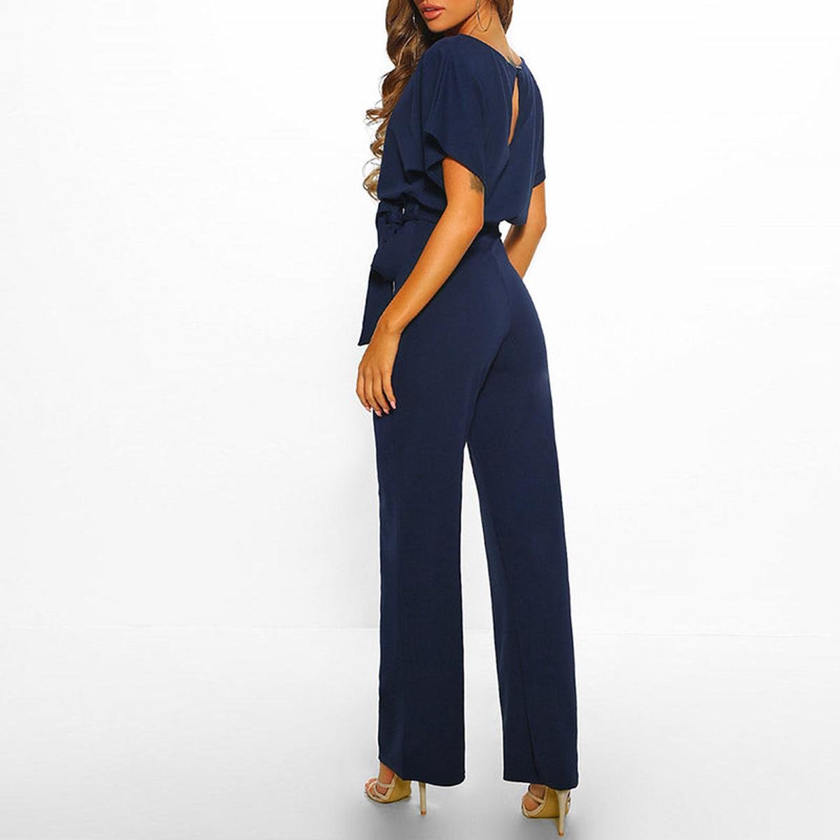 Viola | Women's Casual Shorts Sleeve-Jumpsuit with Belt