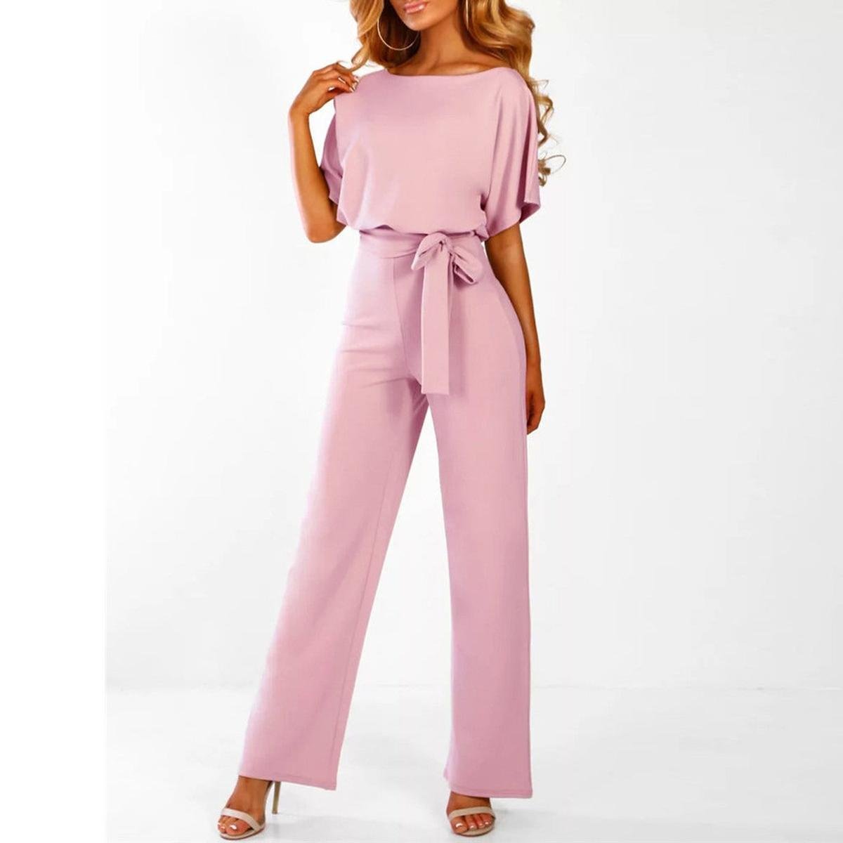 Viola | Women's Casual Shorts Sleeve-Jumpsuit with Belt