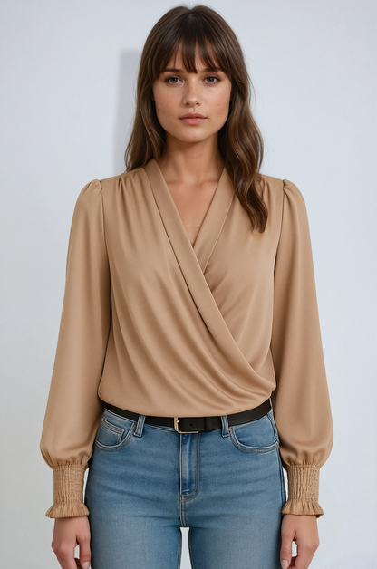 Celeste | Wrap Front Long Sleeve Blouse
