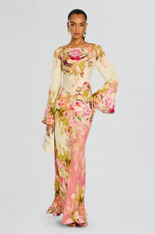 Aurelie | Floral Bell Sleeve Maxi Dress