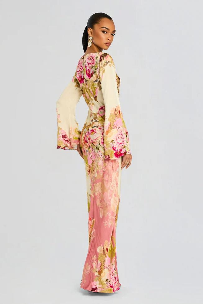 Aurelie | Floral Bell Sleeve Maxi Dress