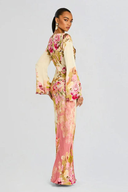 Aurelie | Floral Bell Sleeve Maxi Dress