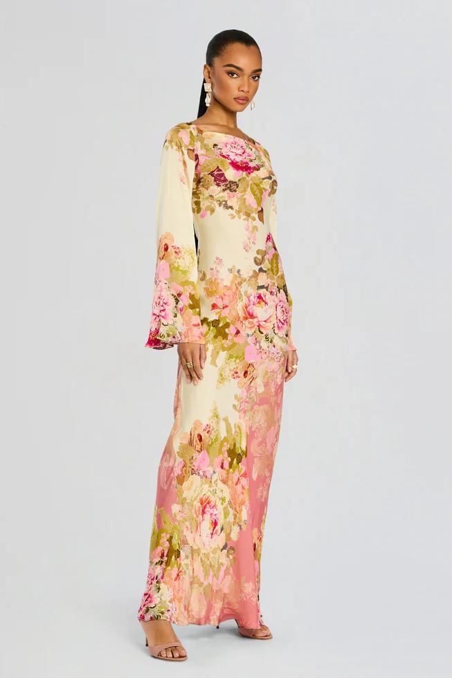 Aurelie | Floral Bell Sleeve Maxi Dress