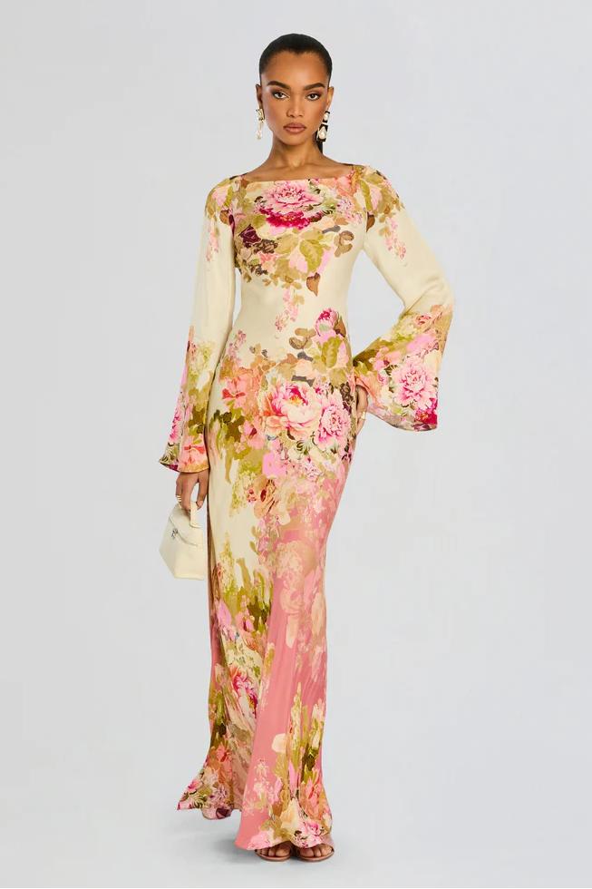 Aurelie | Floral Bell Sleeve Maxi Dress