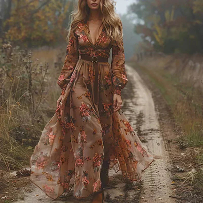 Pauline | Women's Summer Boho Maxi Dress with Ruffle