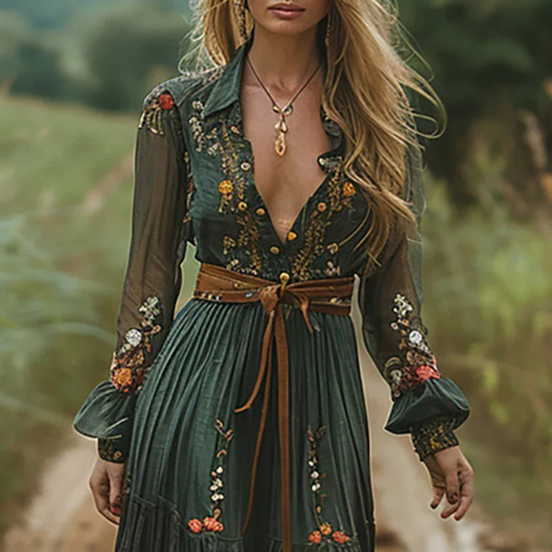 Maura | Maxi Pleated Floral Women's Dress