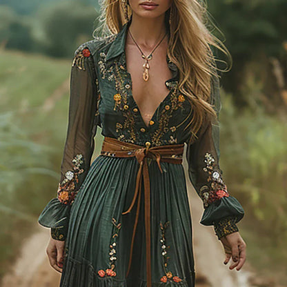 Maura | Maxi Pleated Floral Women's Dress
