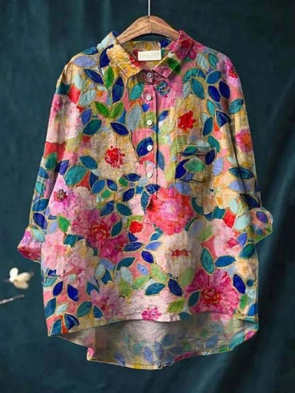 Paulette | Floral blouse with romantic drape and feminine everyday elegance