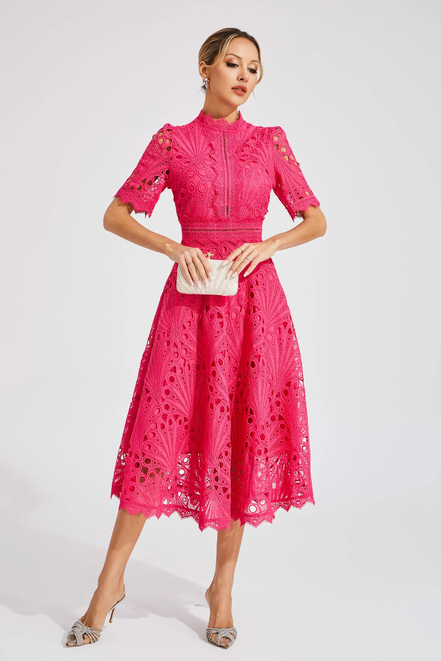 Jasmin | Women's Chic Pointed Midi Dress