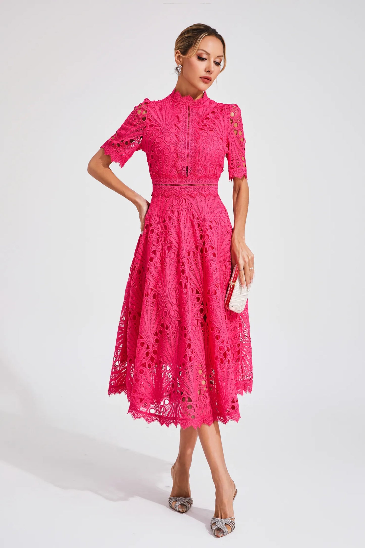 Jasmin | Women's Chic Pointed Midi Dress