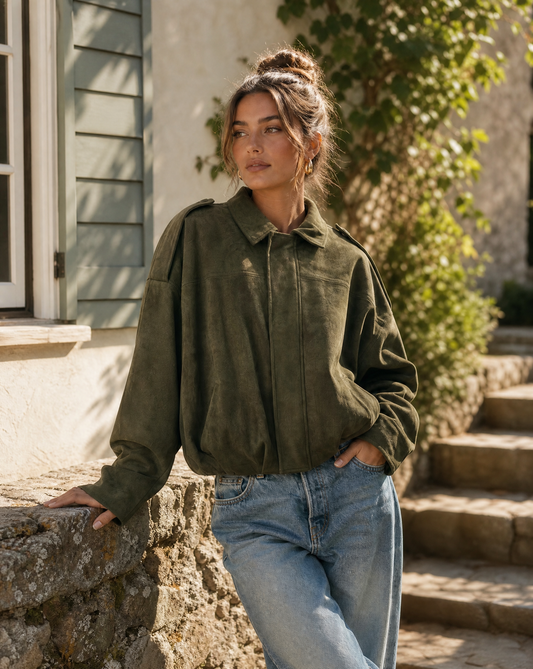 Daphne | Women's Relaxed Boxy Faux Suede Jacket
