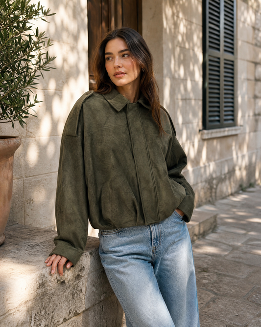 Daphne | Women's Relaxed Boxy Faux Suede Jacket