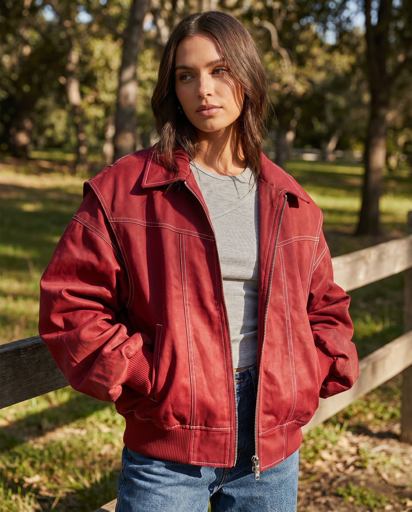 Yara | Women's Oversized Zip-Up Collar Bomber Jacket