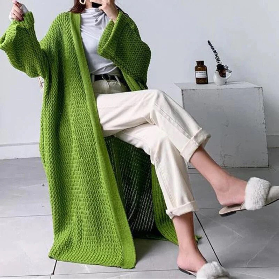Frieda | Women's Long Knit Cardigan with Open Front