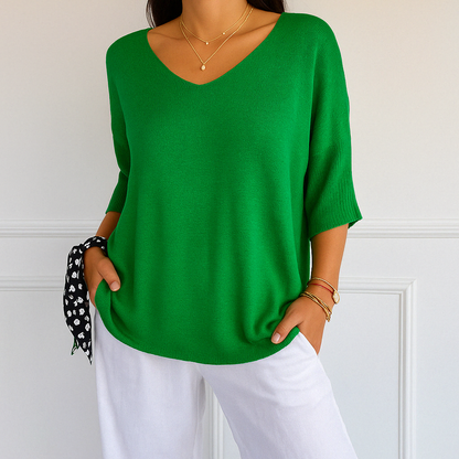 Frankie | Women's Breathable V-Neck Relaxed Summer Sweater