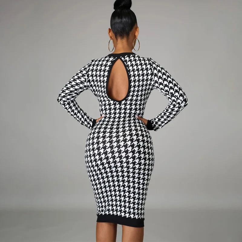 Long Sleeve Midi Dress Hollow Out Bodycon Sexy Streetwear for Women Autumn Winter Fashion Dress Midi Dress Milanni Fashion