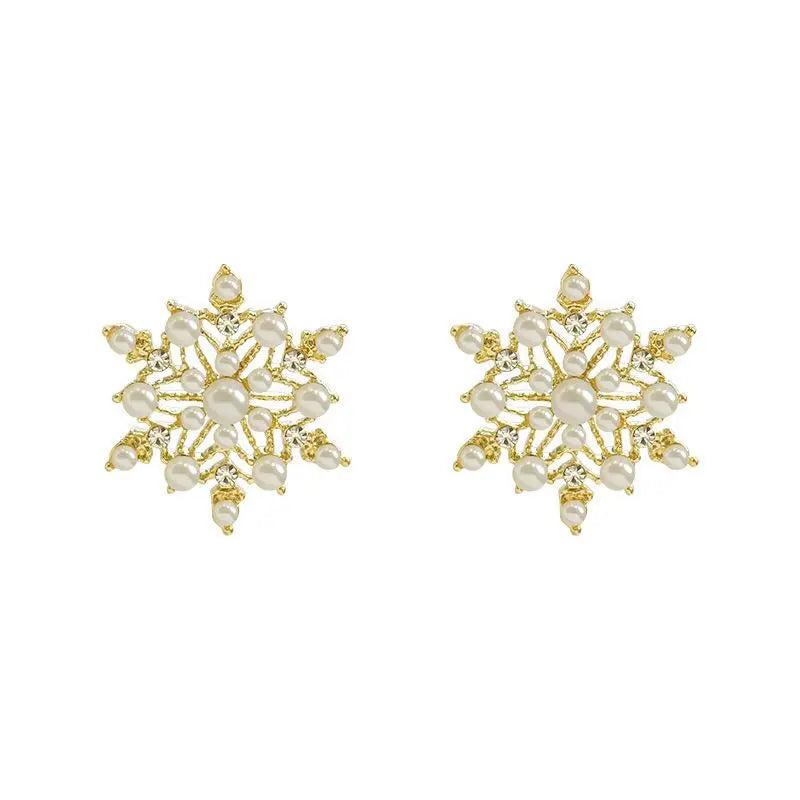 Snowflake Pearl Stud Earrings Elegant Romantic Jewelry for Women Perfect Gift Accessory Milanni Fashion