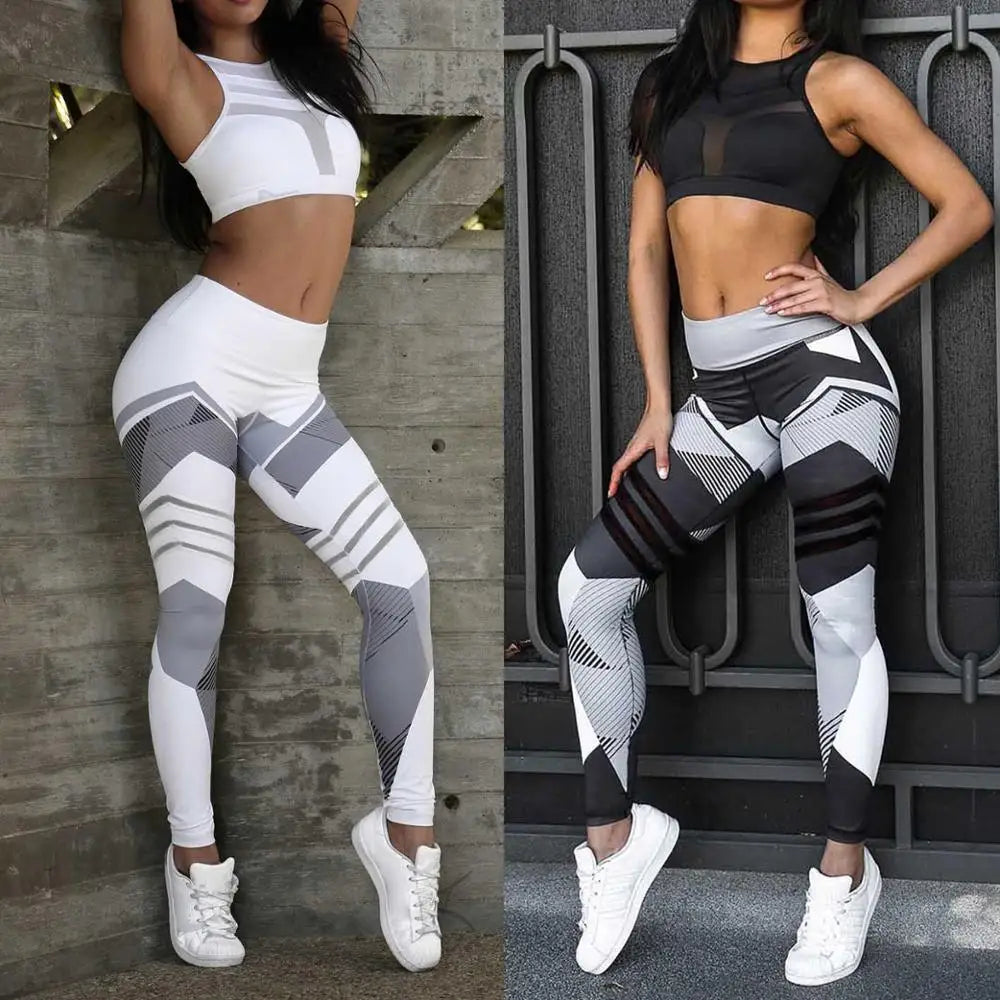 Running Yoga Set Breathable Push-Up Sports Bra & Digital Print Stretch Leggings Fitness Set Milanni Fashion